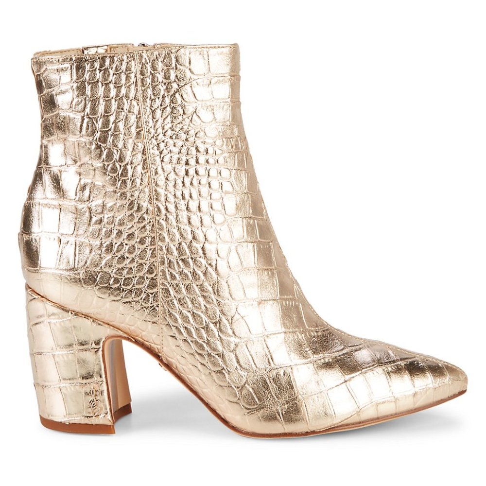 Gold Croc Embossed Sam Edelman Hilty Booties 8.5
